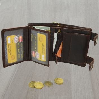 EL Torro Büffel Leder Geldbörse Portemonnaie Brieftasche Herren Geldbeutel mit Kette RFID Schutz